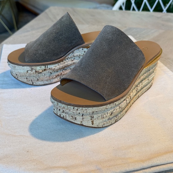 CHLOE Camille Wedge Slide Sandal in Dark Griege / Taupe sz US 7 / IT 37 RARE! - Picture 4 of 13